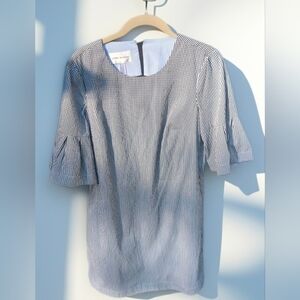 NWT Anthropologie Donna Morgan Gingham Shift Dress Size 6 Black & White